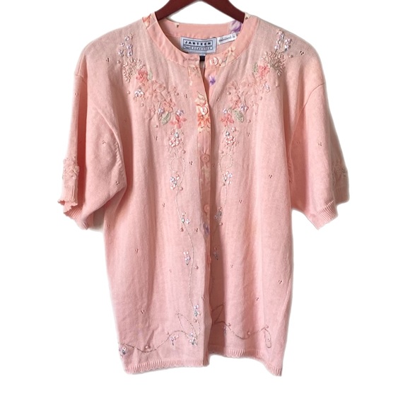 VINTAGE JANTZEN Cardigan Hand Embroidered Sz S - Picture 2 of 11